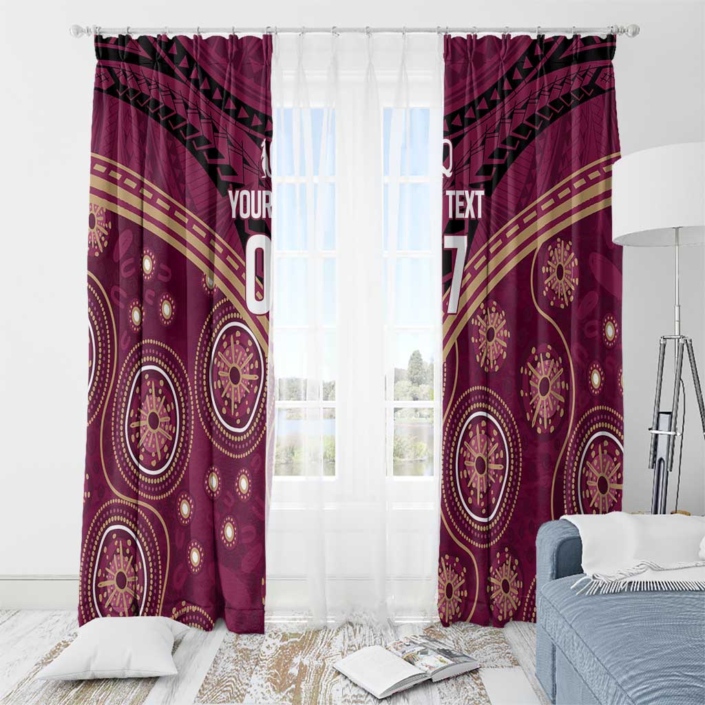 Personalized Australia QLD Maroons Window Curtain Indigenous Aboriginal Mix Polynesian Motifs