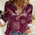 Personalized Australia QLD Maroons Women Casual Shirt Indigenous Aboriginal Mix Polynesian Motifs