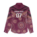 Personalized Australia QLD Maroons Women Casual Shirt Indigenous Aboriginal Mix Polynesian Motifs