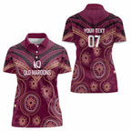 Personalized Australia QLD Maroons Women Polo Shirt Indigenous Aboriginal Mix Polynesian Motifs