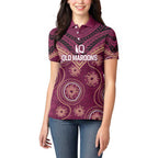 Personalized Australia QLD Maroons Women Polo Shirt Indigenous Aboriginal Mix Polynesian Motifs