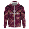 Personalized Australia QLD Maroons Zip Hoodie Indigenous Aboriginal Mix Polynesian Motifs
