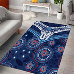 Personalized Australia NSW Blues Area Rug Indigenous Aboriginal Mix Polynesian Motifs