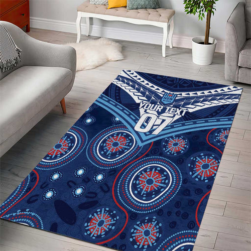 Personalized Australia NSW Blues Area Rug Indigenous Aboriginal Mix Polynesian Motifs