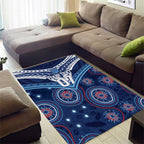Personalized Australia NSW Blues Area Rug Indigenous Aboriginal Mix Polynesian Motifs