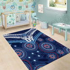 Personalized Australia NSW Blues Area Rug Indigenous Aboriginal Mix Polynesian Motifs
