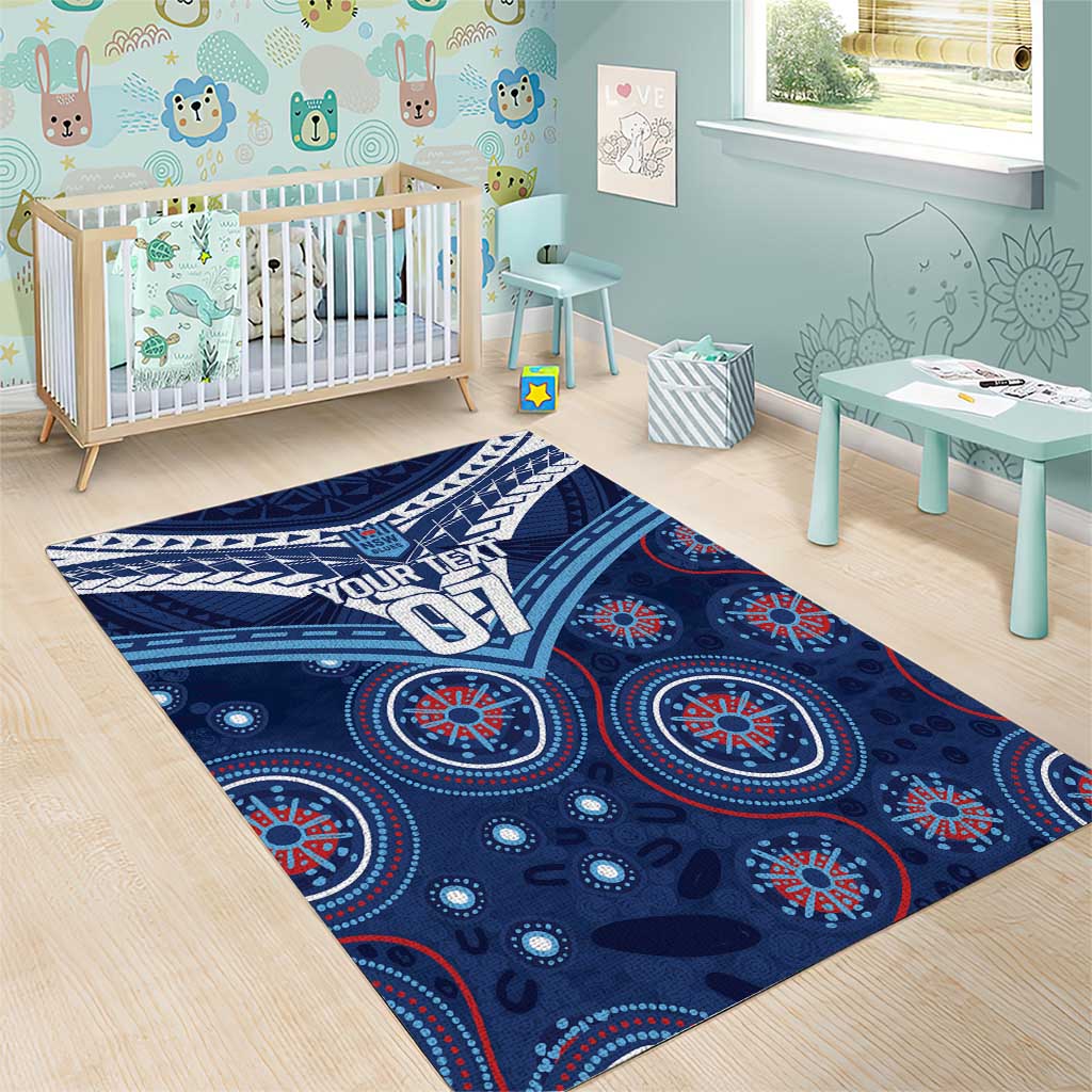 Personalized Australia NSW Blues Area Rug Indigenous Aboriginal Mix Polynesian Motifs
