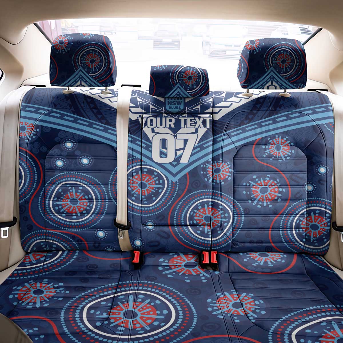 Personalized Australia NSW Blues Back Car Seat Cover Indigenous Aboriginal Mix Polynesian Motifs