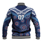Personalized Australia NSW Blues Baseball Jacket Indigenous Aboriginal Mix Polynesian Motifs