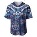 Personalized Australia NSW Blues Baseball Jersey Indigenous Aboriginal Mix Polynesian Motifs