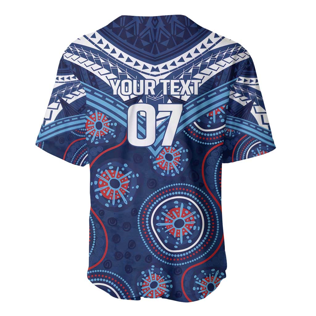 Personalized Australia NSW Blues Baseball Jersey Indigenous Aboriginal Mix Polynesian Motifs