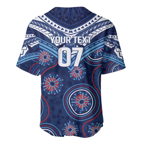 Personalized Australia NSW Blues Baseball Jersey Indigenous Aboriginal Mix Polynesian Motifs