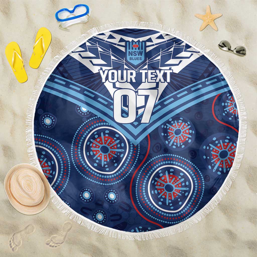 Personalized Australia NSW Blues Beach Blanket Indigenous Aboriginal Mix Polynesian Motifs