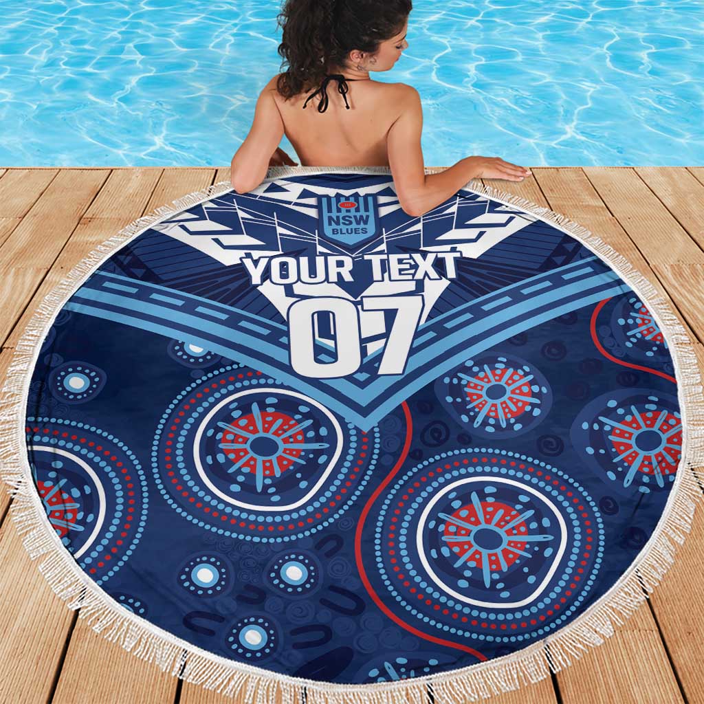Personalized Australia NSW Blues Beach Blanket Indigenous Aboriginal Mix Polynesian Motifs