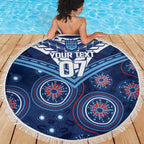 Personalized Australia NSW Blues Beach Blanket Indigenous Aboriginal Mix Polynesian Motifs