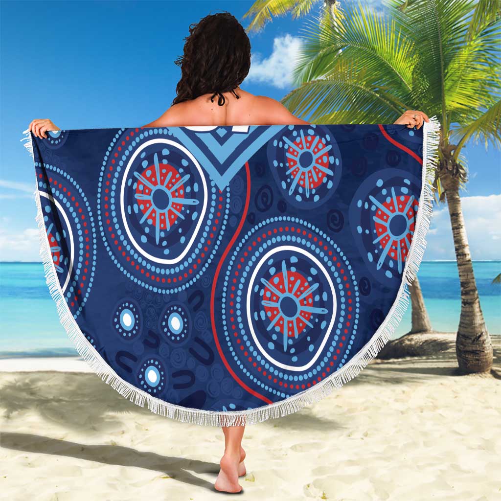 Personalized Australia NSW Blues Beach Blanket Indigenous Aboriginal Mix Polynesian Motifs
