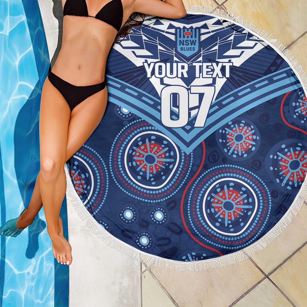 Personalized Australia NSW Blues Beach Blanket Indigenous Aboriginal Mix Polynesian Motifs