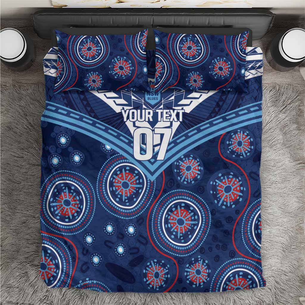 Personalized Australia NSW Blues Bedding Set Indigenous Aboriginal Mix Polynesian Motifs