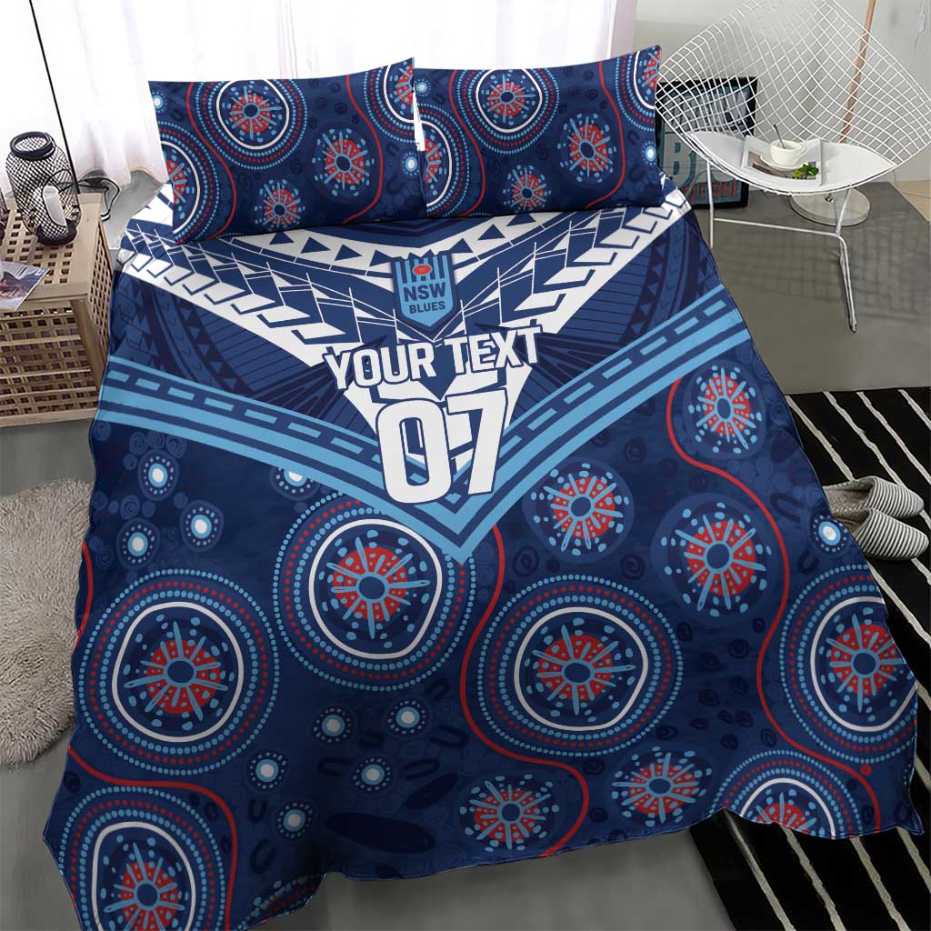 Personalized Australia NSW Blues Bedding Set Indigenous Aboriginal Mix Polynesian Motifs