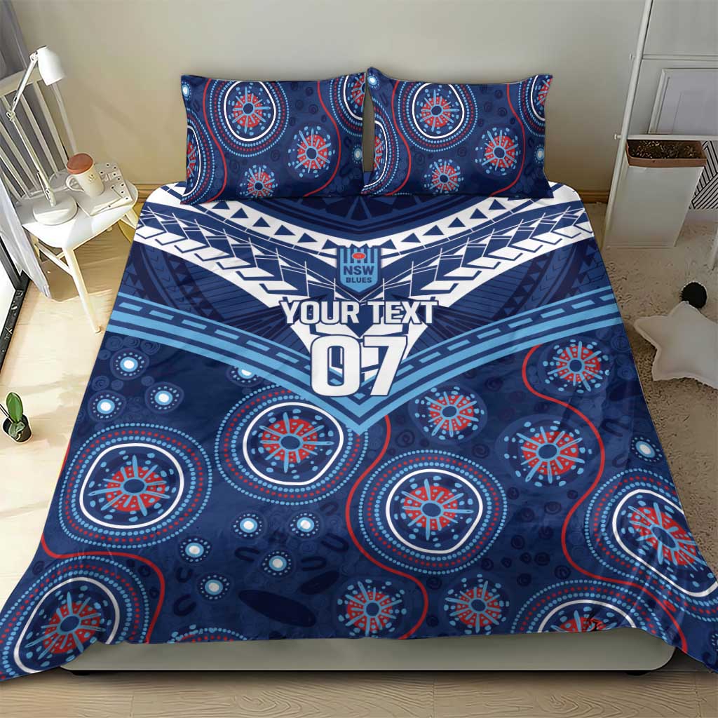 Personalized Australia NSW Blues Bedding Set Indigenous Aboriginal Mix Polynesian Motifs