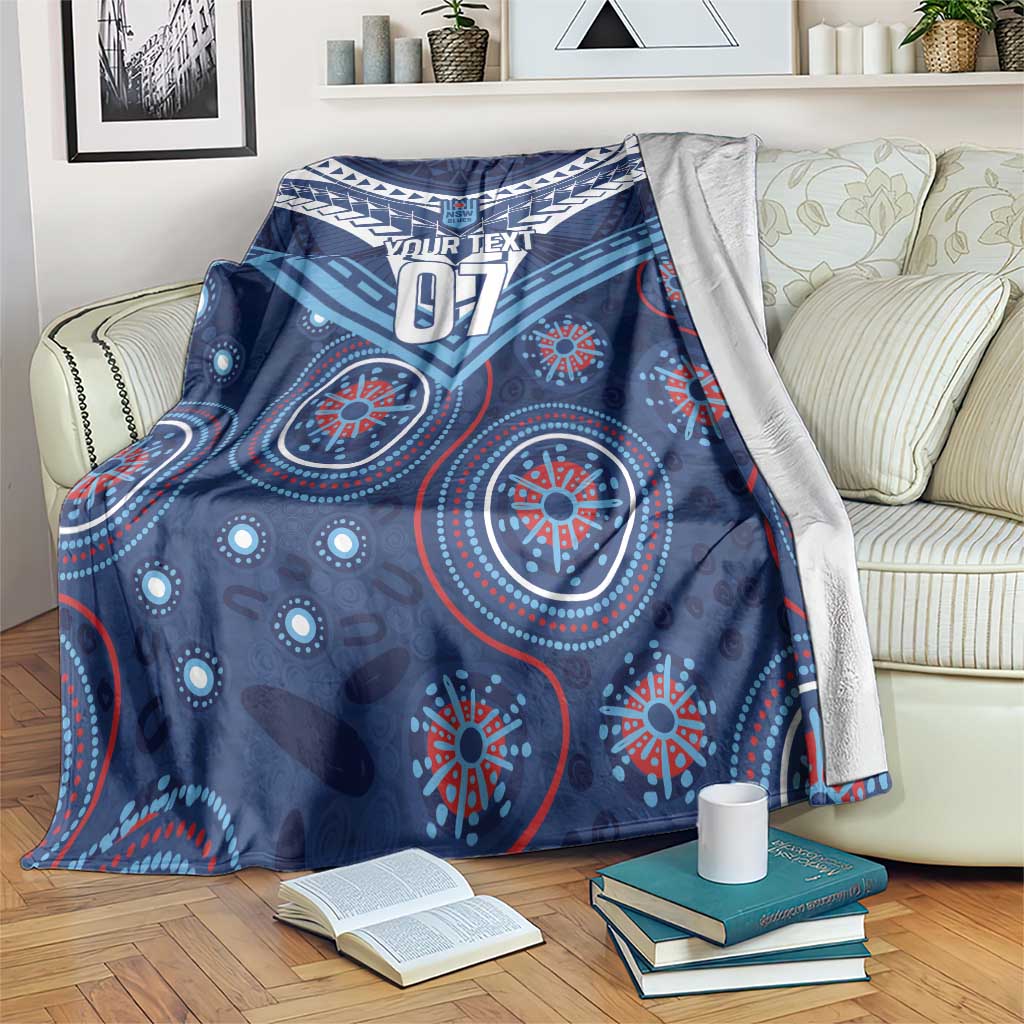Personalized Australia NSW Blues Blanket Indigenous Aboriginal Mix Polynesian Motifs