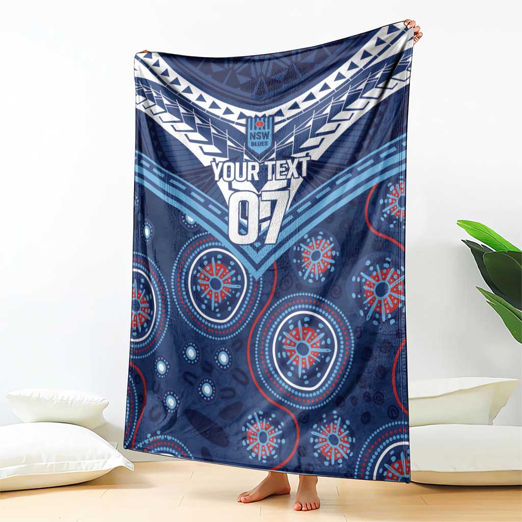 Personalized Australia NSW Blues Blanket Indigenous Aboriginal Mix Polynesian Motifs
