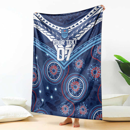 Personalized Australia NSW Blues Blanket Indigenous Aboriginal Mix Polynesian Motifs