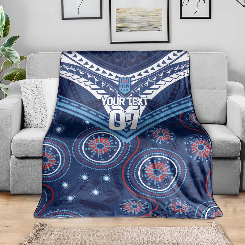 Personalized Australia NSW Blues Blanket Indigenous Aboriginal Mix Polynesian Motifs