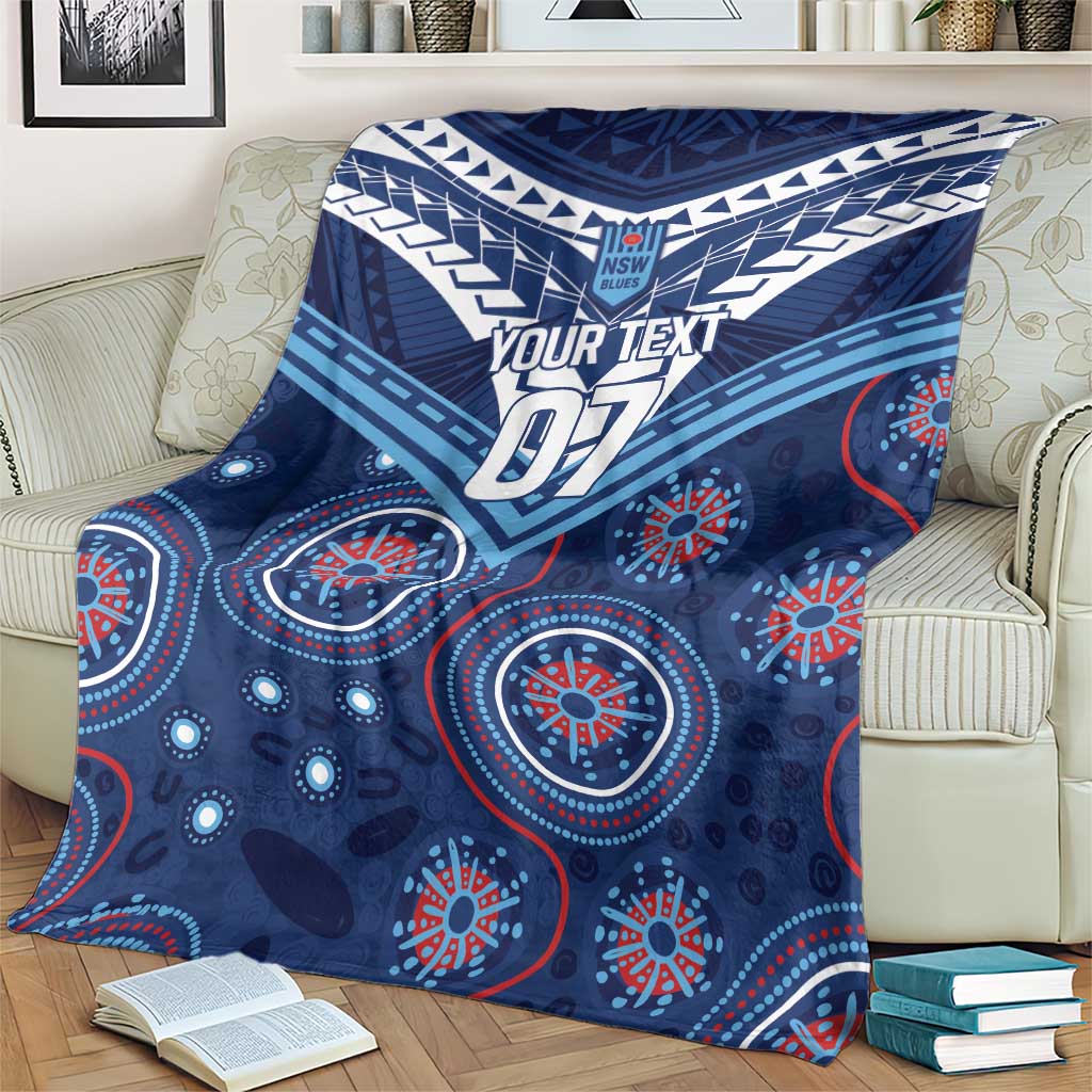 Personalized Australia NSW Blues Blanket Indigenous Aboriginal Mix Polynesian Motifs