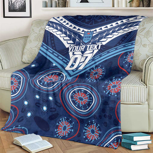 Personalized Australia NSW Blues Blanket Indigenous Aboriginal Mix Polynesian Motifs