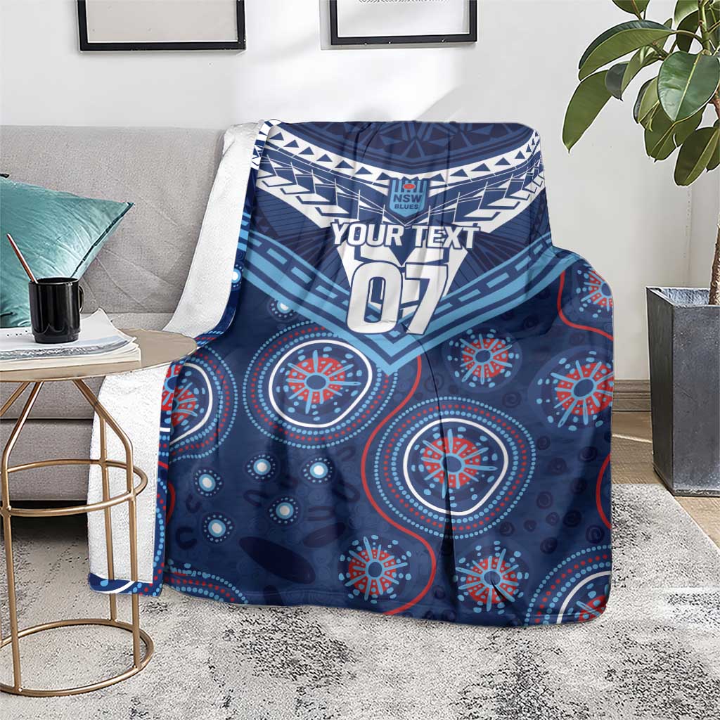 Personalized Australia NSW Blues Blanket Indigenous Aboriginal Mix Polynesian Motifs