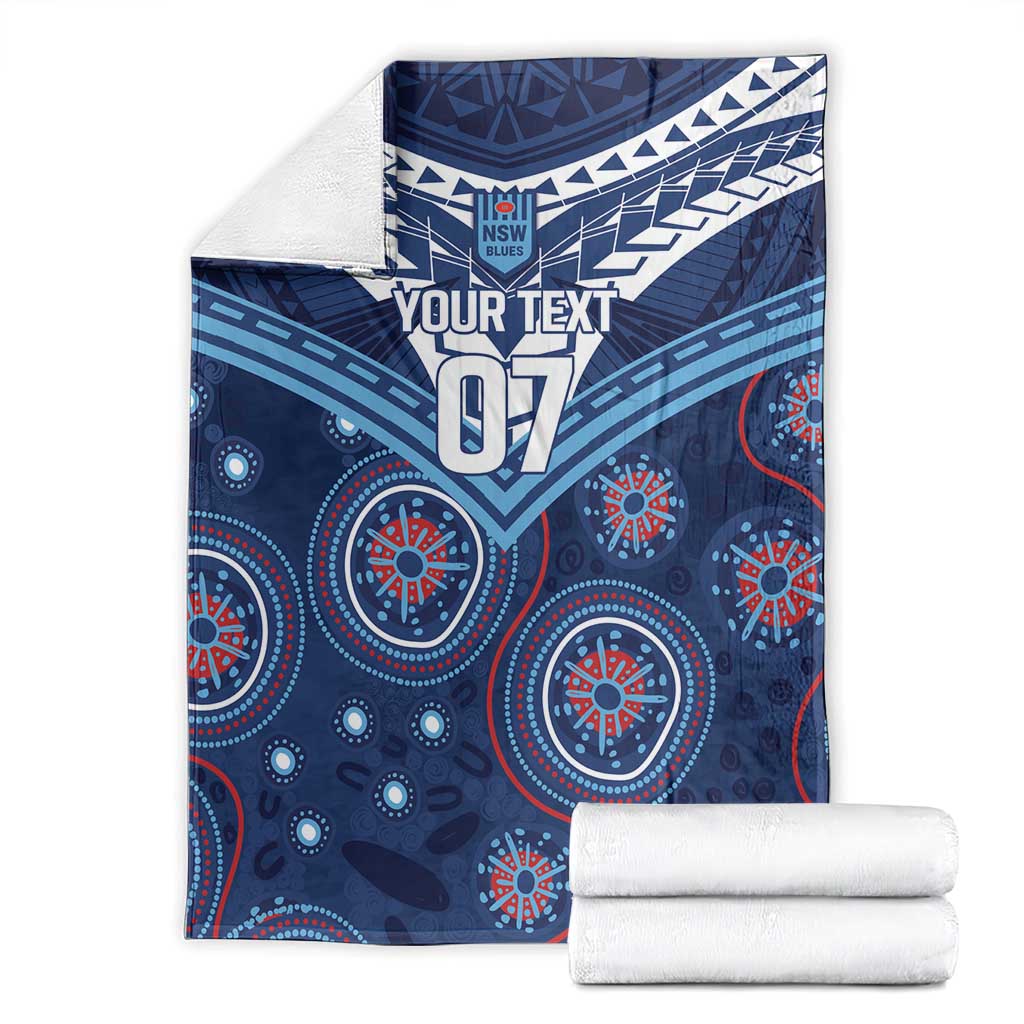 Personalized Australia NSW Blues Blanket Indigenous Aboriginal Mix Polynesian Motifs