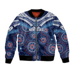 Personalized Australia NSW Blues Bomber Jacket Indigenous Aboriginal Mix Polynesian Motifs