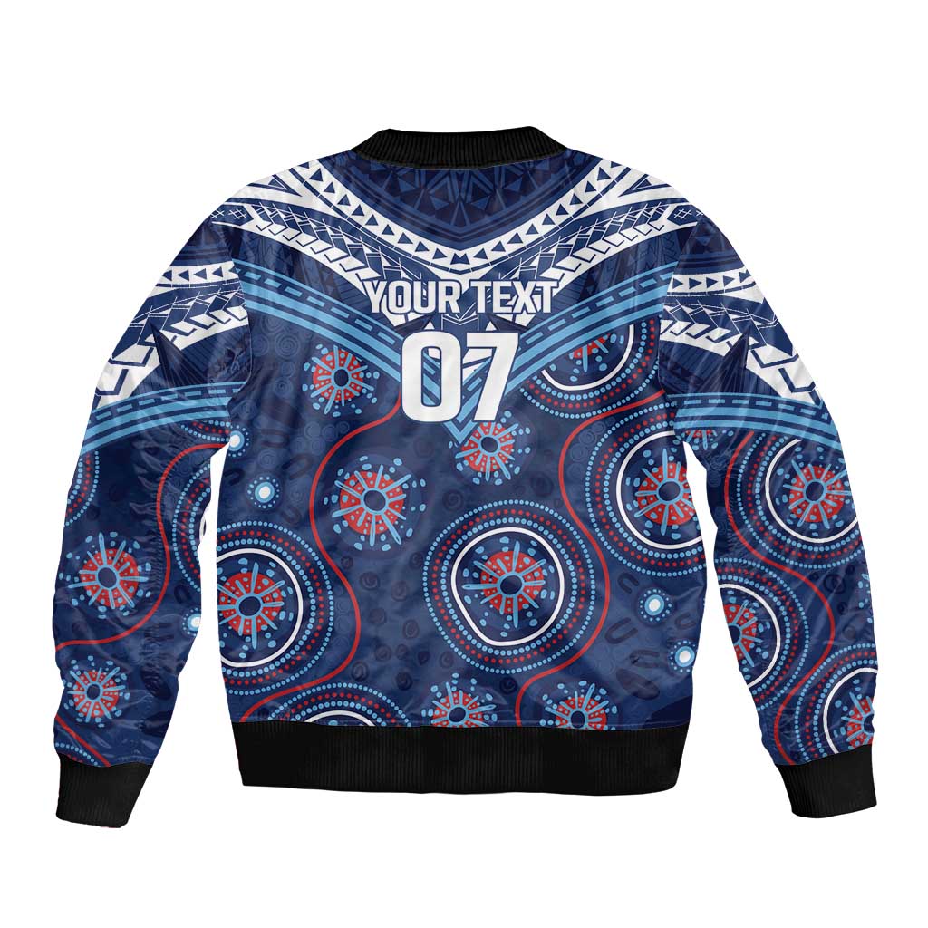 Personalized Australia NSW Blues Bomber Jacket Indigenous Aboriginal Mix Polynesian Motifs