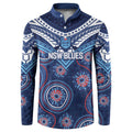 Personalized Australia NSW Blues Button Sweatshirt Indigenous Aboriginal Mix Polynesian Motifs