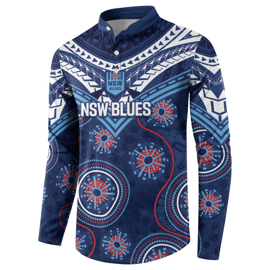 Personalized Australia NSW Blues Button Sweatshirt Indigenous Aboriginal Mix Polynesian Motifs