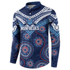 Personalized Australia NSW Blues Button Sweatshirt Indigenous Aboriginal Mix Polynesian Motifs