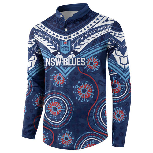 Personalized Australia NSW Blues Button Sweatshirt Indigenous Aboriginal Mix Polynesian Motifs