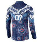 Personalized Australia NSW Blues Button Sweatshirt Indigenous Aboriginal Mix Polynesian Motifs