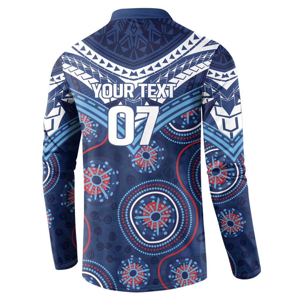 Personalized Australia NSW Blues Button Sweatshirt Indigenous Aboriginal Mix Polynesian Motifs