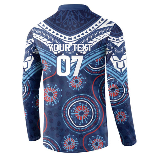 Personalized Australia NSW Blues Button Sweatshirt Indigenous Aboriginal Mix Polynesian Motifs