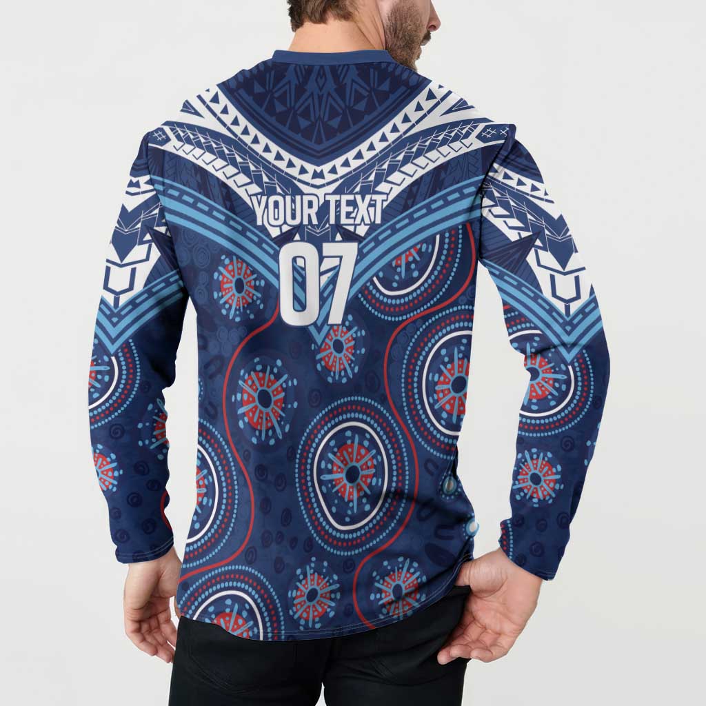 Personalized Australia NSW Blues Button Sweatshirt Indigenous Aboriginal Mix Polynesian Motifs