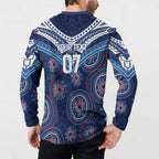 Personalized Australia NSW Blues Button Sweatshirt Indigenous Aboriginal Mix Polynesian Motifs