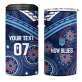 Personalized Australia NSW Blues 4 in 1 Can Cooler Tumbler Indigenous Aboriginal Mix Polynesian Motifs