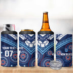 Personalized Australia NSW Blues 4 in 1 Can Cooler Tumbler Indigenous Aboriginal Mix Polynesian Motifs