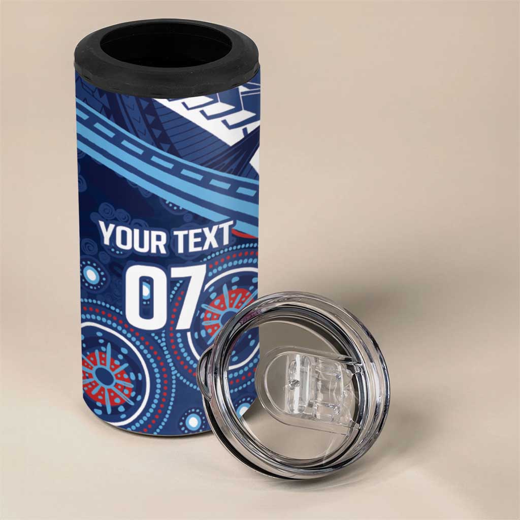 Personalized Australia NSW Blues 4 in 1 Can Cooler Tumbler Indigenous Aboriginal Mix Polynesian Motifs