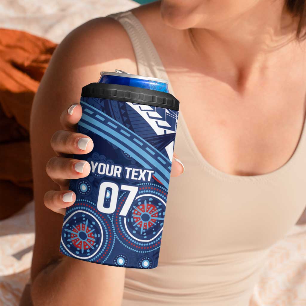 Personalized Australia NSW Blues 4 in 1 Can Cooler Tumbler Indigenous Aboriginal Mix Polynesian Motifs