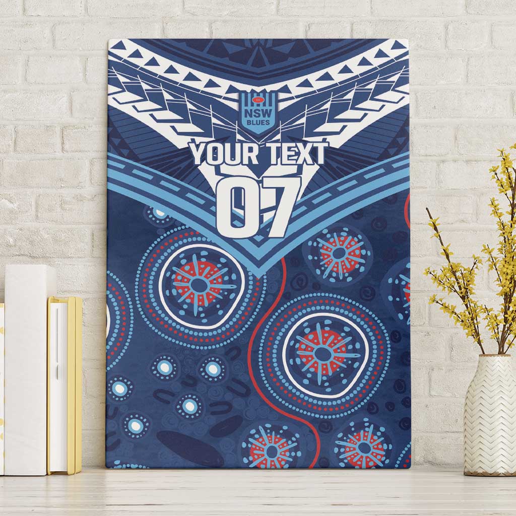 Personalized Australia NSW Blues Canvas Wall Art Indigenous Aboriginal Mix Polynesian Motifs