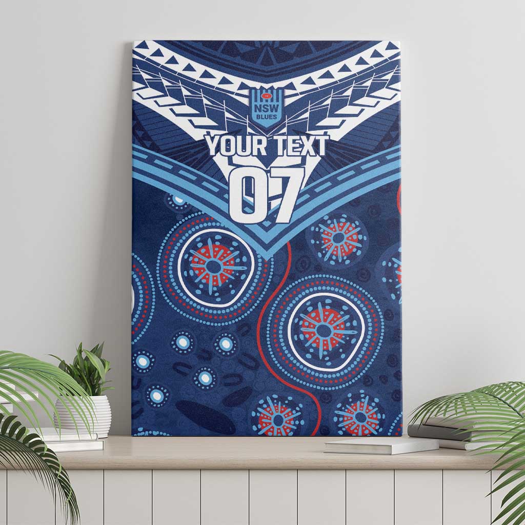 Personalized Australia NSW Blues Canvas Wall Art Indigenous Aboriginal Mix Polynesian Motifs