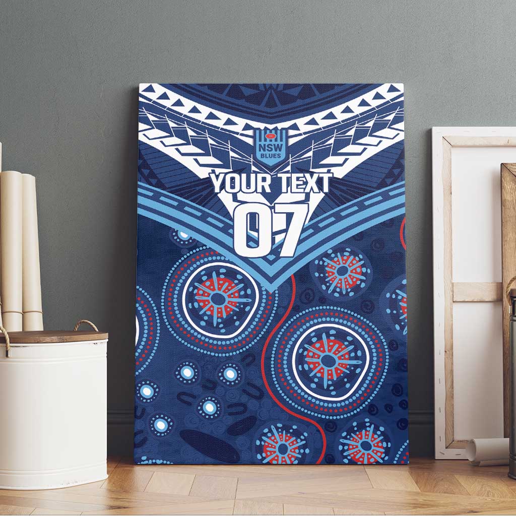 Personalized Australia NSW Blues Canvas Wall Art Indigenous Aboriginal Mix Polynesian Motifs